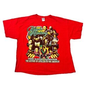 Vintage Black History Month Graphic T-Shirt Red 2XL Delta Pro Weight MLK Malcolm